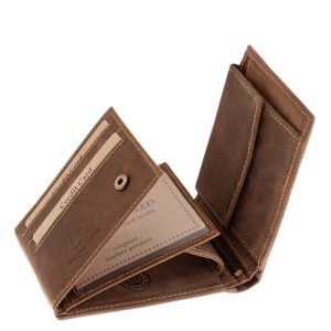 Barna színű GREENDEED márkás horgász férfi bőr pénztárca természetes kikészítésű, vintage hatású minőségi bőrből mintás külsővel.