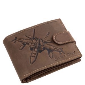 Ez a GreenDeed márkájú, valódi bőr férfi pénztárca különleges modellünk, amelynek fedelét egy részletgazdag, vadászgép mintával díszítettük.