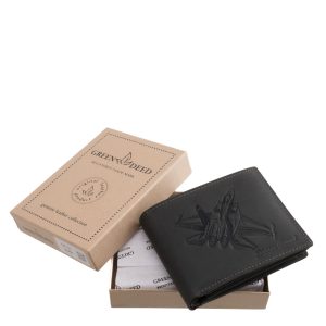 Ez a GreenDeed márkájú, valódi bőr férfi pénztárca különleges modellünk, amelynek fedelét egy részletgazdag, vadászgép mintával díszítettük.