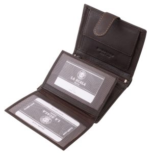 Ez az álló kivitelű, elegáns megjelenésű, valódi bőr, férfi irattartó pénztárca a La Scala márka prémium kollekciójának darabja.