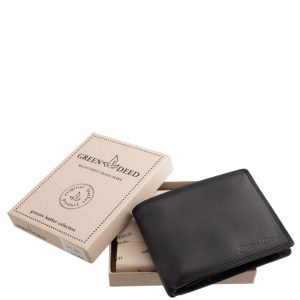 Antikolt, vintage stílusban készült valódi bőr férfi pénztárca a GreenDeed új kollekciójából, elegáns, márkajelzéses díszdobozos kivitelben.