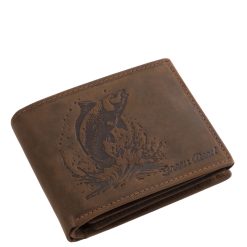 Ez a GreenDeed márkájú, valódi bőrből készült horgász témájú - ponty mintás bőr pénztárca a természet és a horgászat szerelmeseinek készült.