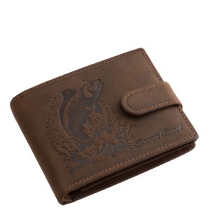 Ez a GreenDeed márkájú, valódi bőrből készült horgász témájú - ponty mintás bőr pénztárca a természet és a horgászat szerelmeseinek készült.