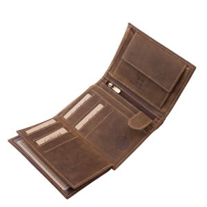 Magyar címer mintás, valódi bőr férfi irattartó pénztárca a GreenDeed márkacsalád természetes megjelenésű, hazafias stílusú modellje.