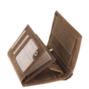 Álló kivitelű, valódi bőr vaddisznó mintás férfi irattartó pénztárca, a GreenDeed márkacsalád egyik természetközeli megjelenésű modellje.