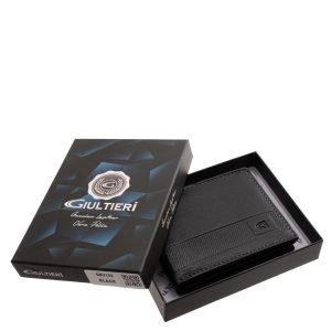 Kisméretű, valódi bőrből készült férfi pénztárca a Giultieri kollekció sportos modellje, amely a modern dizájnt és a minőségi kidolgozást ötvözi.