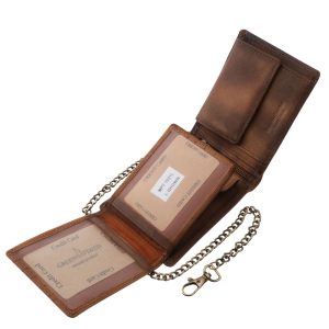 Ez a prémium minőségű, valódi bőr férfi pénztárca a vintage motoros stílus legjavát képviseli, karabineres lánccal, GreenDeed díszdobozban.