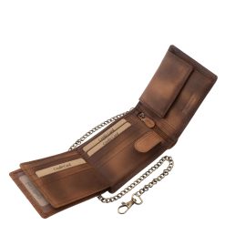 Ez a prémium minőségű, valódi bőr férfi pénztárca a vintage motoros stílus legjavát képviseli, karabineres lánccal, GreenDeed díszdobozban.