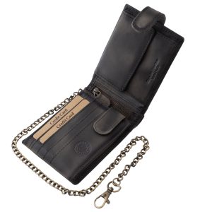 Karakteres megjelenésű, prémium minőségű, valódi bőr férfi pénztárca, amelyet a vintage stílus és a motoros életérzés ihletett, díszdobozos kivitelben.