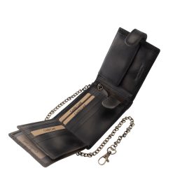 Karakteres megjelenésű, prémium minőségű, valódi bőr férfi pénztárca, amelyet a vintage stílus és a motoros életérzés ihletett, díszdobozos kivitelben.