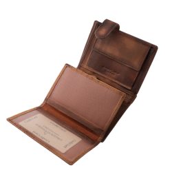 Álló kivitelű, antikolt hatású, valódi bőr férfi irattartó pénztárca a GreenDeed márka időtálló minőségét és a motoros életérzés karakteres stílusát ötvözi.