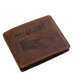 GreenDeed márkájú, valódi bőr férfi pénztárca a rally sport rajongói számára készült autó mintával, prémium minőségű anyagokból és gondos kidolgozással.