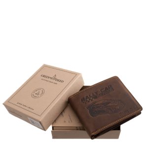 GreenDeed márkájú, valódi bőr férfi pénztárca a rally sport rajongói számára készült autó mintával, prémium minőségű anyagokból és gondos kidolgozással.