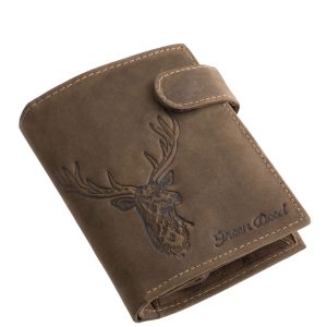 Álló kivitelű, valódi bőr férfi irattartó pénztárca a GreenDeed márkacsalád népszerű modellje amit a természetes megjelenés és a vadászhangulat ihletett.