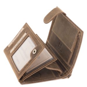 Álló kivitelű, valódi bőr férfi irattartó pénztárca a GreenDeed márkacsalád népszerű modellje amit a természetes megjelenés és a vadászhangulat ihletett.