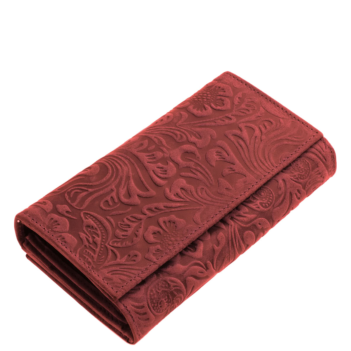 virag-mintas-bor-noi-penztarca-Sylvia-Belmonte-#DVM35-#-piros-02 Divatos színválasztékban készült, dekoratív virágmintás felülettel rendelkező nagy méretű Sylvia Belmonte márkás női valódi bőr pénztárca.