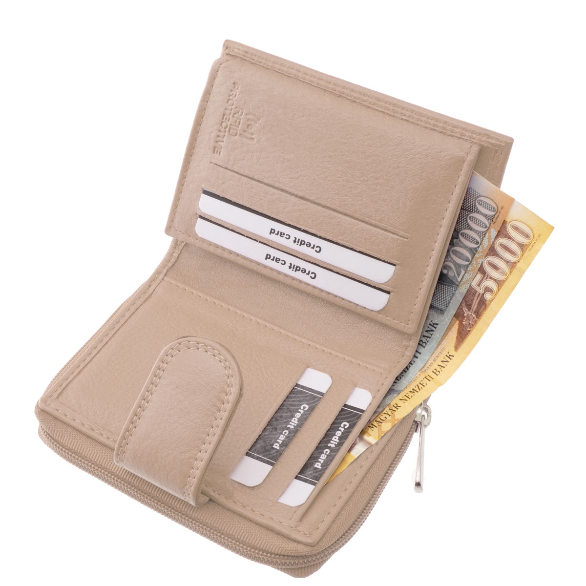 kismeretu-noi-bor-penztarca-La-Scala-#-ANC-LL2-#-halvany-beige-05 Stílusos, kis méretű női bőr pénztárca valódi bőrből, divatos színekben. Praktikus, kompakt kialakítású, és RFID védelemmel is elláttuk.