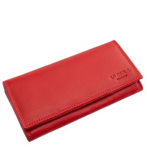 Ez a nagy méretű női pénztárca valódi, finom tapintású nappa bőrből készült, fedelén a LA SCALA Luxury márka elegáns bőrbenyomásos logójával.