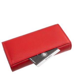 Ez a nagy méretű női pénztárca valódi, finom tapintású nappa bőrből készült, fedelén a LA SCALA Luxury márka elegáns bőrbenyomásos logójával.