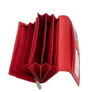 Ez a nagy méretű női pénztárca valódi, finom tapintású nappa bőrből készült, fedelén a LA SCALA Luxury márka elegáns bőrbenyomásos logójával.